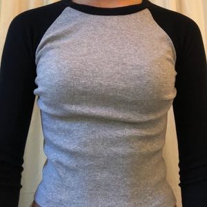 Brandy Melville Black and Grey Long Sleeve Tee